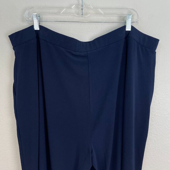Susan Graver Womens Plus 2XP Navy Wide Leg Pants Pull On Stretch Pockets - Picture 7 of 10